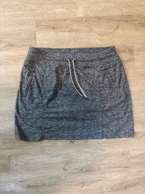 Heather Gray Drawstring Mini Skirt with Zip Pockets